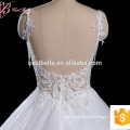 2017 Suzhou White Lace Applique Chapel Train Plus Size Puffy Bridal Wedding Dress Ball Gown